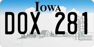 IA license plate DOX281