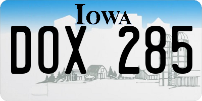 IA license plate DOX285