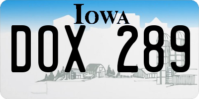 IA license plate DOX289