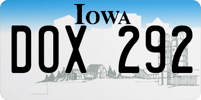 IA license plate DOX292