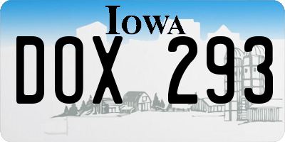IA license plate DOX293