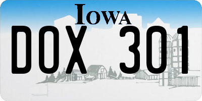 IA license plate DOX301