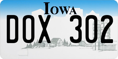 IA license plate DOX302