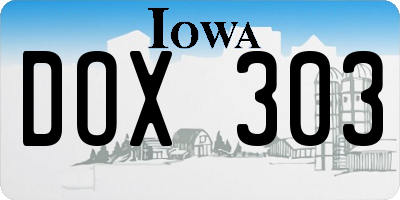 IA license plate DOX303