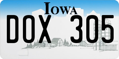 IA license plate DOX305