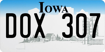 IA license plate DOX307