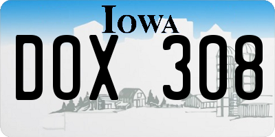 IA license plate DOX308