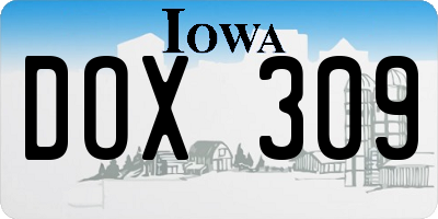 IA license plate DOX309