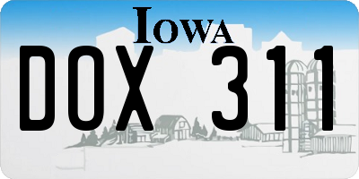 IA license plate DOX311