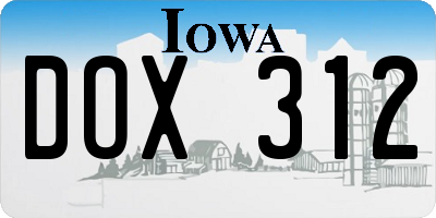 IA license plate DOX312