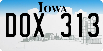 IA license plate DOX313