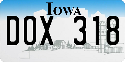 IA license plate DOX318