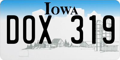 IA license plate DOX319