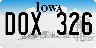 IA license plate DOX326