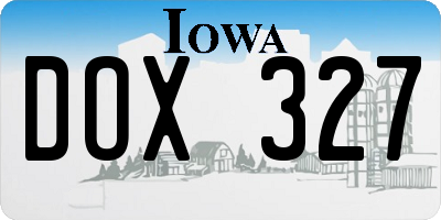IA license plate DOX327