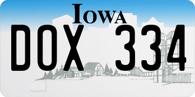 IA license plate DOX334