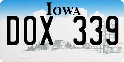 IA license plate DOX339
