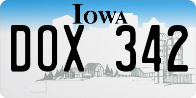 IA license plate DOX342