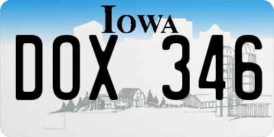 IA license plate DOX346