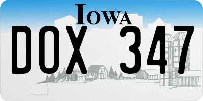 IA license plate DOX347