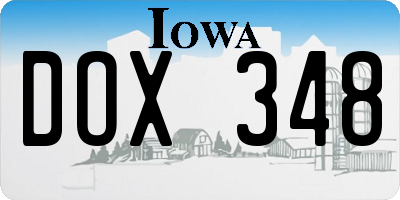 IA license plate DOX348