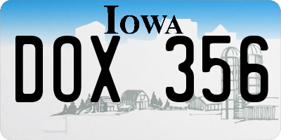 IA license plate DOX356