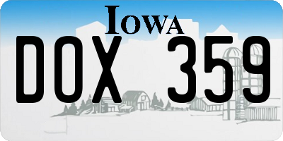IA license plate DOX359