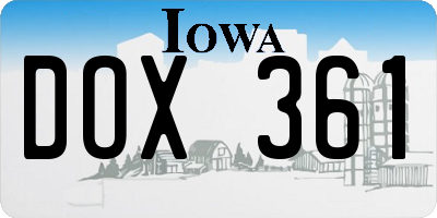 IA license plate DOX361