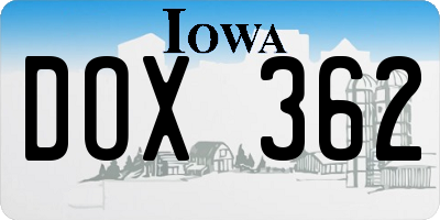 IA license plate DOX362