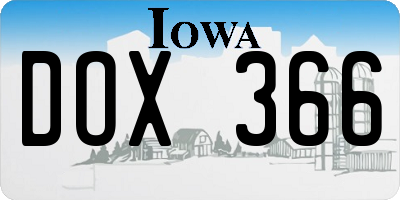 IA license plate DOX366