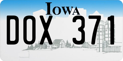 IA license plate DOX371