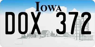 IA license plate DOX372