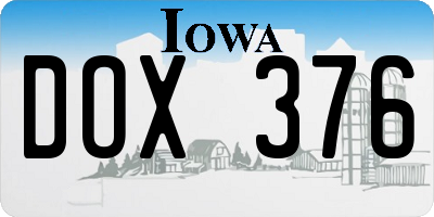 IA license plate DOX376