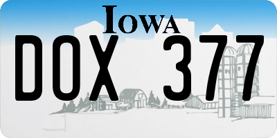 IA license plate DOX377