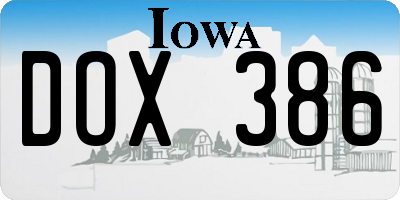IA license plate DOX386