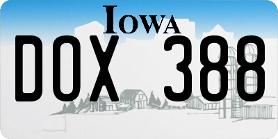 IA license plate DOX388