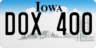 IA license plate DOX400
