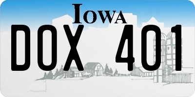 IA license plate DOX401