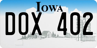 IA license plate DOX402