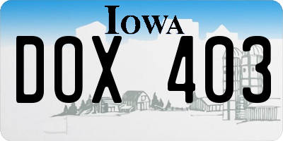 IA license plate DOX403
