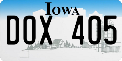 IA license plate DOX405