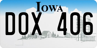 IA license plate DOX406
