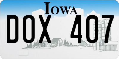 IA license plate DOX407