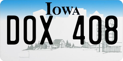 IA license plate DOX408