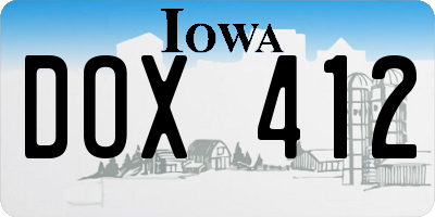 IA license plate DOX412