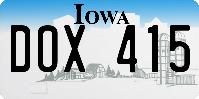 IA license plate DOX415
