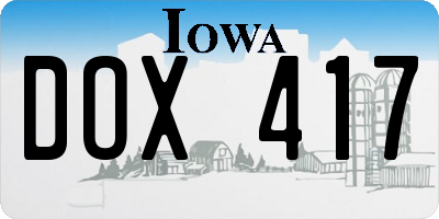 IA license plate DOX417