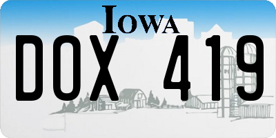 IA license plate DOX419