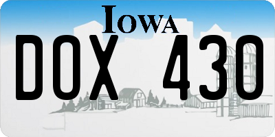 IA license plate DOX430
