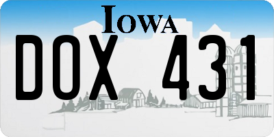 IA license plate DOX431